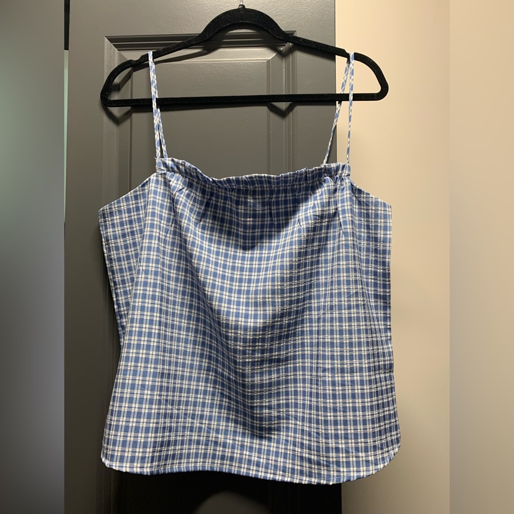 Vila Blue Gingham Tank Top